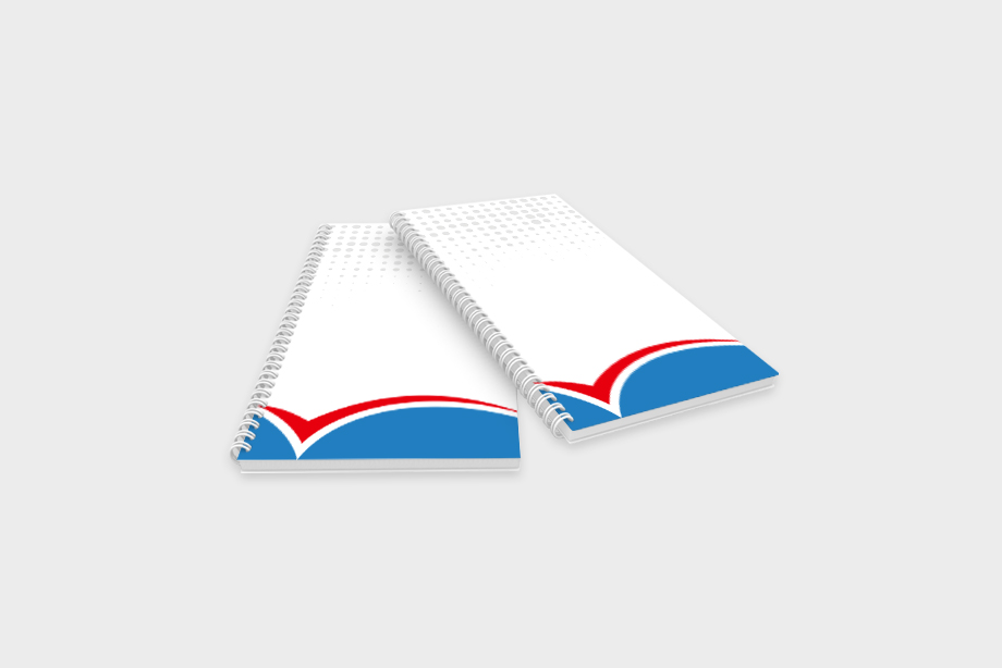 Spiralgebundene DIN-Lang-Broschüre online drucken lassen – perfekt für Menükarten, Programme und Preislisten